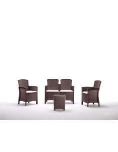 SALOTTO RESINA LIDO 4PZ MARRONE