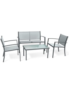 C SALOTTO SANTIAGO ACCIAIO 4 PZ BIANCO/TORTORA