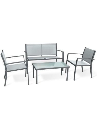 C SALOTTO SANTIAGO ACCIAIO 4 PZ BIANCO/TORTORA