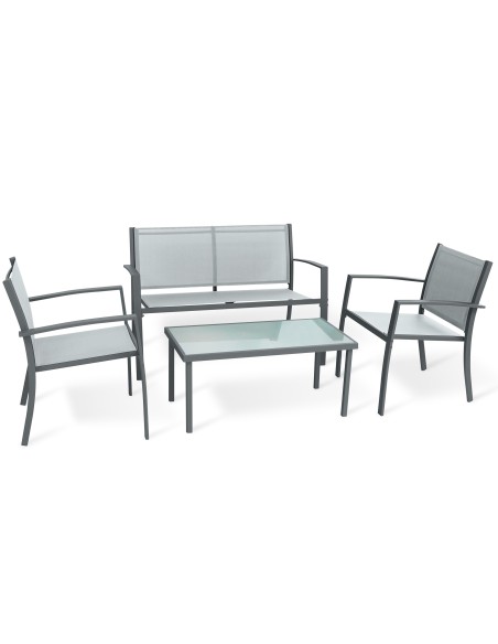 C SALOTTO SANTIAGO ACCIAIO 4 PZ BIANCO/TORTORA