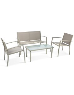 C SALOTTO SANTIAGO ACCIAIO 4 PZ MARRONE/BEIGE