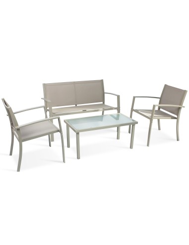 C SALOTTO SANTIAGO ACCIAIO 4 PZ MARRONE/BEIGE