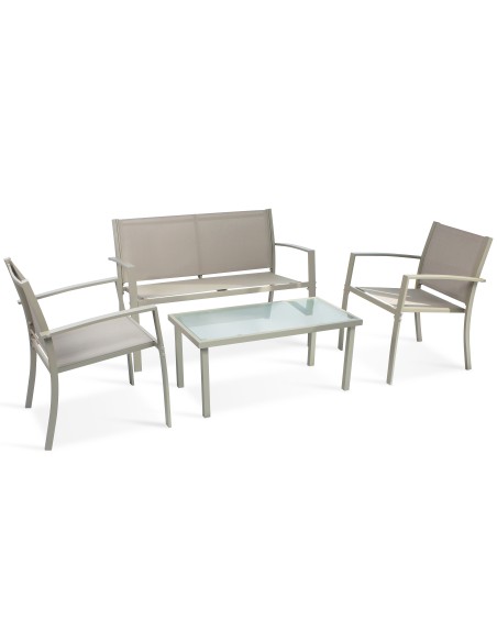 C SALOTTO SANTIAGO ACCIAIO 4 PZ MARRONE/BEIGE