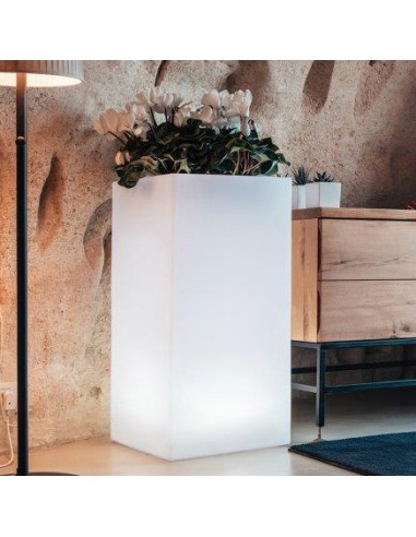 VASO CUBE BRIGHT 40X40XH80CM 20 L BIANCO