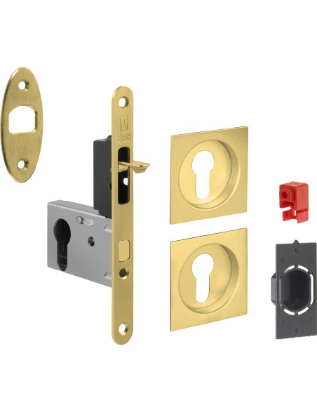 KIT MANIGLIE QUADRO PORTA SCORR C/CHIAVE EASY G500T ORO