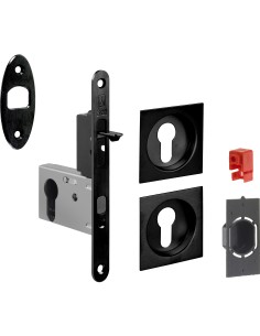 KIT MANIGLIE QUADRO PORTA SCORR C/CHIAVE EASY G500T NERO