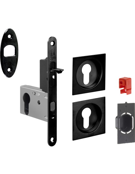 KIT MANIGLIE QUADRO PORTA SCORR C/CHIAVE EASY G500T NERO