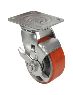 RUOTA POLIURETANO D 125X32 PIASTRA GIREV FRENO EXP