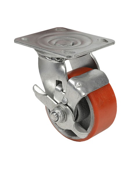 RUOTA POLIURETANO D 150X50 PIASTRA GIREV FRENO EXP