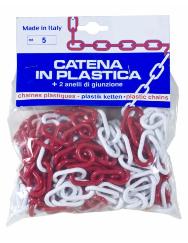 PL CATENA PLASTICA BIANCO ROSSO D 8 MM DA 5 M