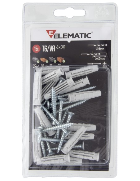 ELEMATIC TASSELLO T6 VA  5X25 C/VITE CONF. 100 PZ