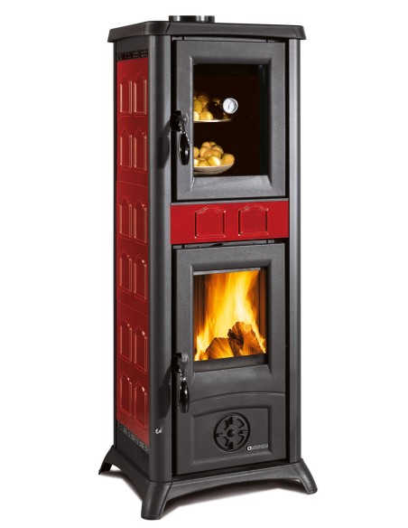 STUFA LEGNA C/FORNO  7.3 KW GEMMA 5.0 BORDEAUX