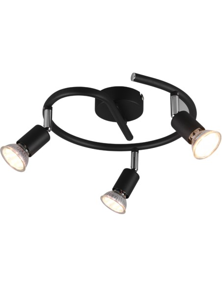 PLAFONIERA PARIS 3 LUCI GU10 NERO D. 28