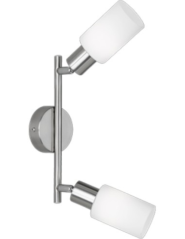 BARRA 2 FARETTI MARS E14 ACCIAIO/VETRO