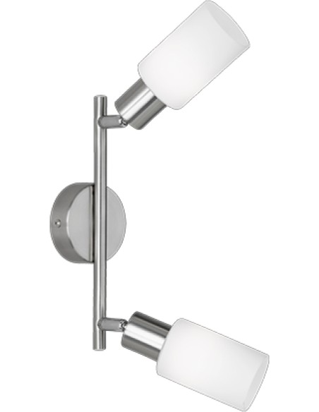 BARRA 2 FARETTI MARS E14 ACCIAIO/VETRO