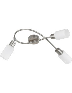 PLAFONIERA MARS 3 LUCI E14 ACCIAIO VETRO D.37