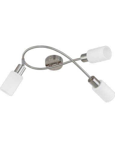 PLAFONIERA MARS 3 LUCI E14 ACCIAIO VETRO D.37