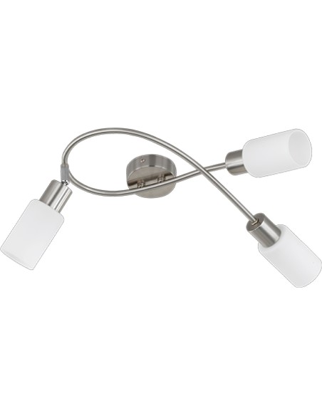 PLAFONIERA MARS 3 LUCI E14 ACCIAIO VETRO D.37
