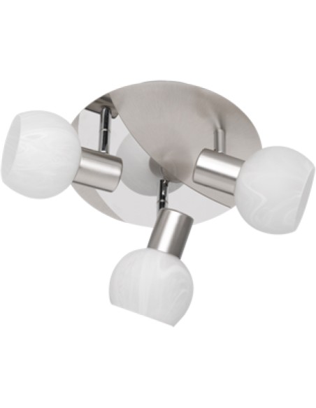 PLAFONIERA ANTIBES 3 LUCI E14 ACCIAIO VETRO D 22 CM