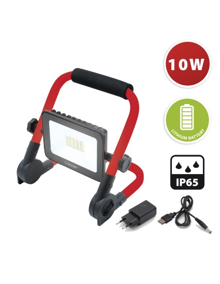 PROIETTORE LED 10W 600LM RICARICABILE CON SUPPORTO