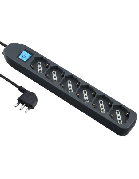 MULTIPRESA 6P BIP/SCHUKO+INTERR NERO FIG.4