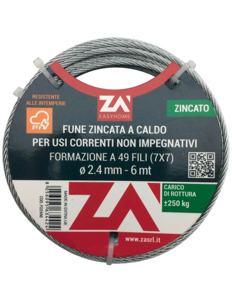 FUNE ACCIAIO ZINCATO ANTIGIRO 133F D 4   25 M