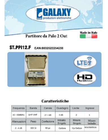 PARTITORE DA ESTERNO SAT/DT 1 INGRESSO  2 USCITE