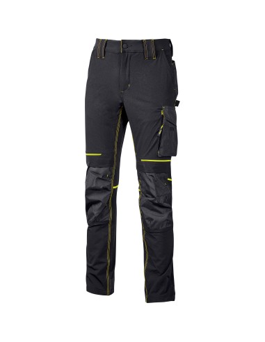 U-POWER PANTALONE ATOM SLIM FIT NERO-GIALLO TG.M