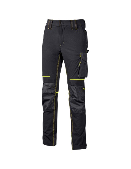 U-POWER PANTALONE ATOM SLIM FIT NERO-GIALLO TG.XL