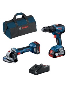 BOSCH-B SUPERKIT 18V TRAPANO+SMERIG+2BATT4,0Ah+CAR