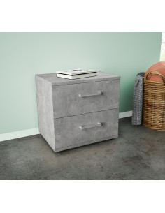 KIT COMODINO 2 CASSETTI 48X36X41 CM CEMENTO CH.K4298