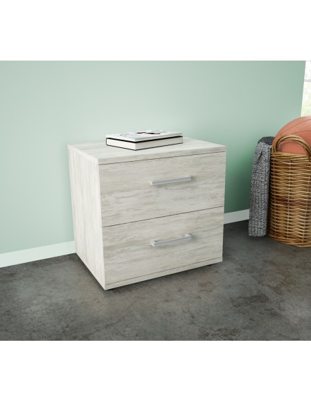 KIT COMODINO 2 CASSETTI 48X36X41 CM BIANCO VEN.K083