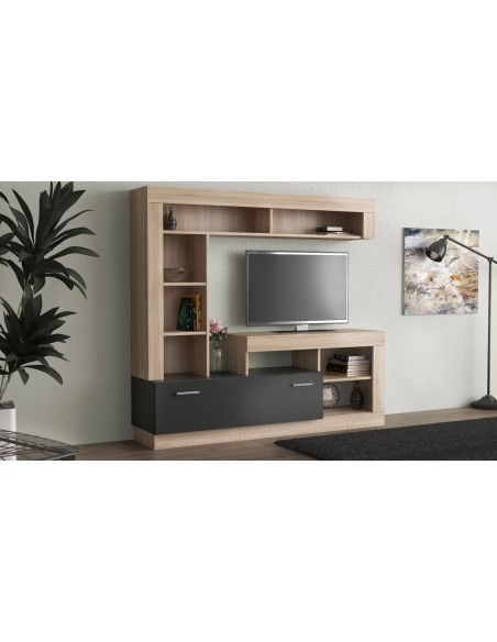 KIT PARETE LIVING LEA 170X42X170 NAT WOOD ANTRAC