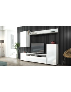 KIT PARETE LIVING BRIDGE 210X37X170 BIANCO/B.LUC.