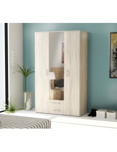 KIT ARMADIO 3 ANTE + 2 CASSETTI SPECCHIO 120X52X200...