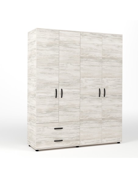 KIT ARMADIO 4 ANTE + 2 CASSETTI 160X52X205 CM BIANCO VEN.K083