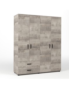 KIT ARMADIO 4 ANTE + 2 CASSETTI 160X52X205 CM ROVERE...