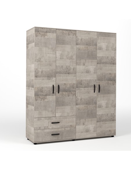 KIT ARMADIO 4 ANTE + 2 CASSETTI 160X52X205 CM ROVERE PLAT.K355