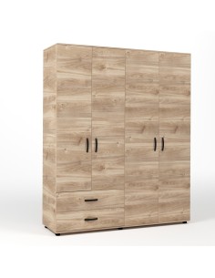KIT ARMADIO 4 ANTE + 2 CASSETTI 160X52X205 CM ROVERE M. K358