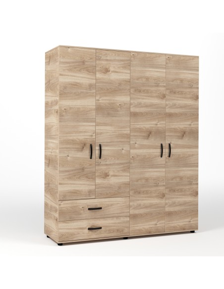 KIT ARMADIO 4 ANTE + 2 CASSETTI 160X52X205 CM ROVERE M. K358