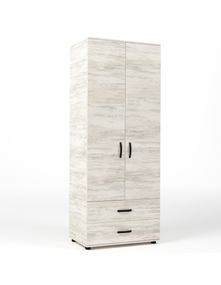 KIT ARMADIO 2 ANTE + 2 CASSETTI 80X52X205 CM BIANCO VEN.K083