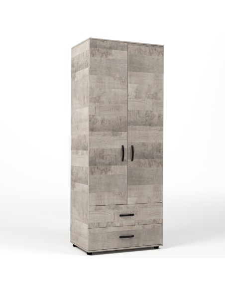 KIT ARMADIO 2 ANTE + 2 CASSETTI 80X52X205 CM ROVERE PLAT.K355