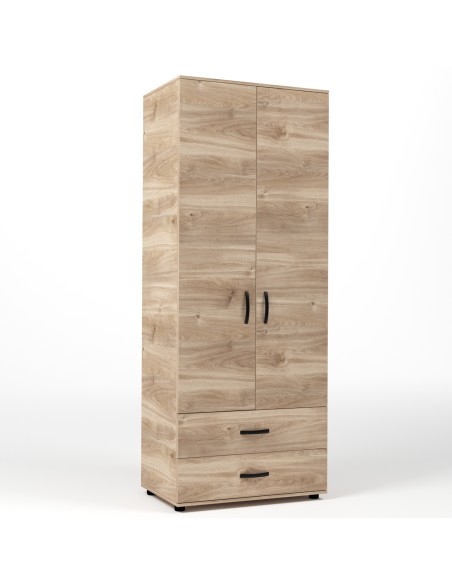 KIT ARMADIO 2 ANTE + 2 CASSETTI 80X52X205 CM ROVERE M. K358