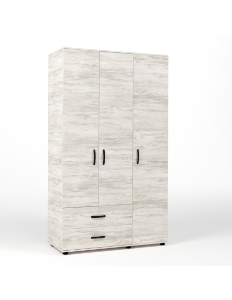 KIT ARMADIO 3 ANTE + 2 CASSETTI 120X52X205 CM BIANCO VEN.K083