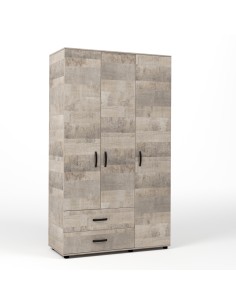 KIT ARMADIO 3 ANTE + 2 CASSETTI 120X52X205 CM ROVERE...