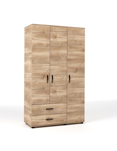 KIT ARMADIO 3 ANTE + 2 CASSETTI 120X52X205 CM ROVERE M. K358