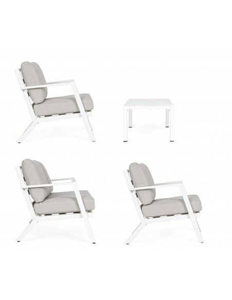 Salotto da Giardino in Alluminio Harley Bianco Bizzotto