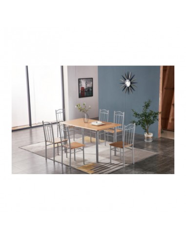 SET TAVOLO C/6 SEDIE 140X80 CM LEGNO CHIARO