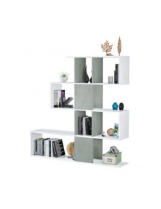 KIT LIBRERIA ZIG ZAG 145X28X145 BIANCO CEMENTO